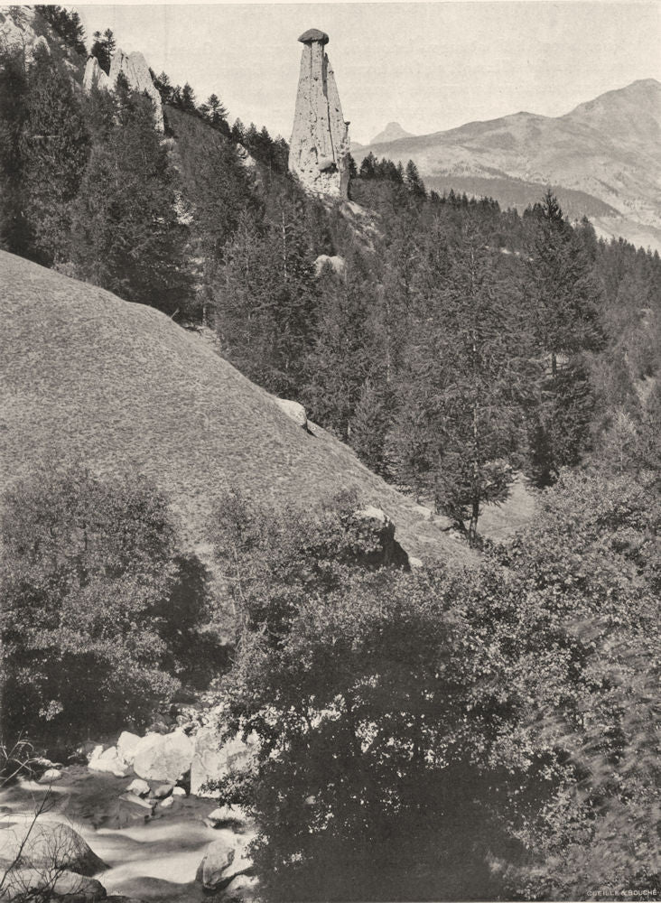 HAUTES-ALPES. Route de Molines- la Colonne Coiffée (Queyras)  1904 old print